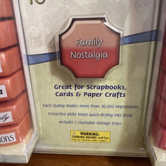 MessageStor Self Inking Stamp Set of 16 Family Nostalgia with Storage Trays - Picture 4 of 5